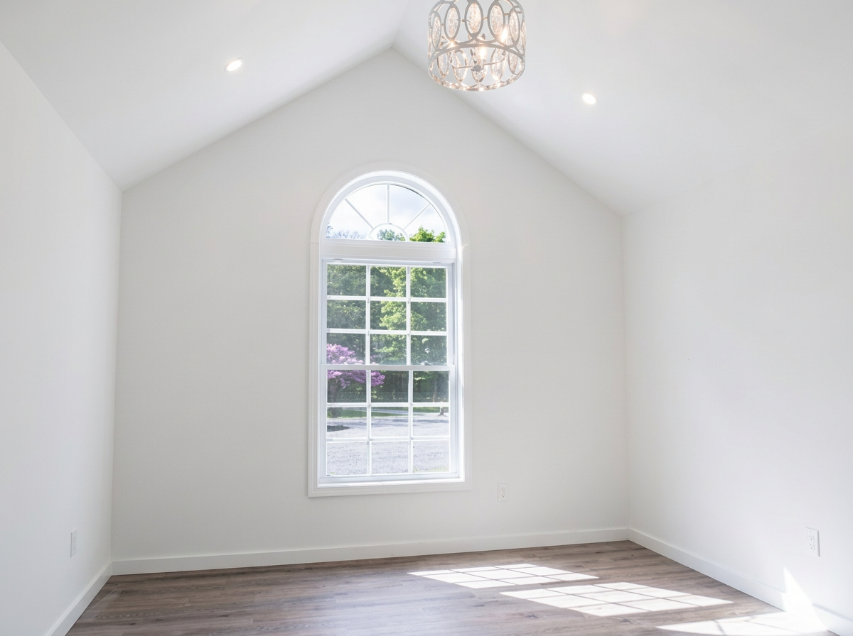Bright room with arched window